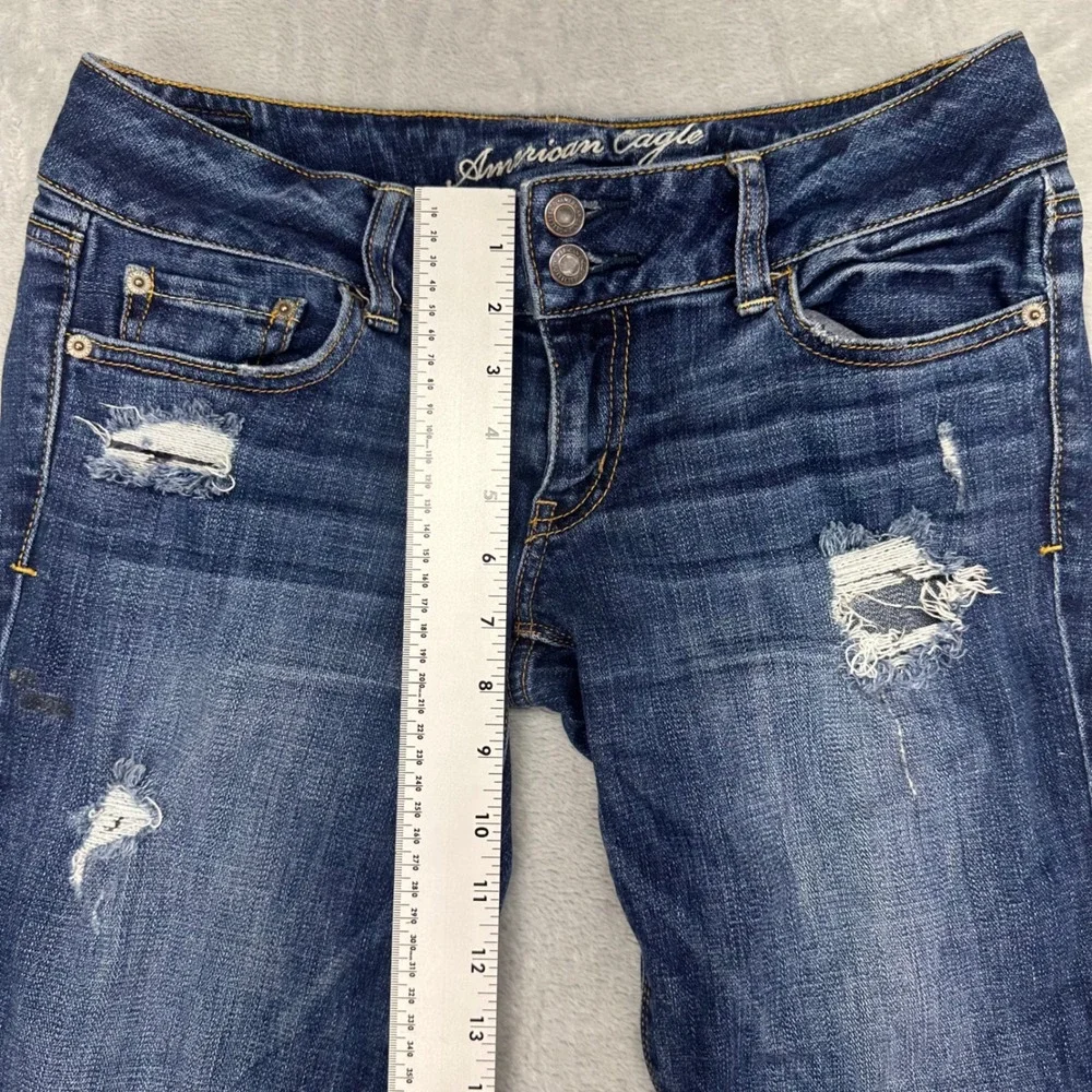 American Eagle Artist Flare Jeans Womens 6 Distressed Medium Wash Stretch Blue - Picture 7 of 9